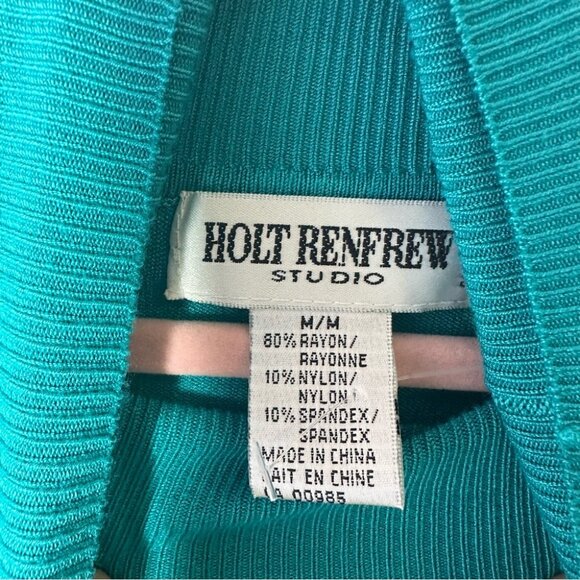 Holt renfrew studio turtleneck sweater turquoise blue soft stretchy vintage - Picture 4 of 6